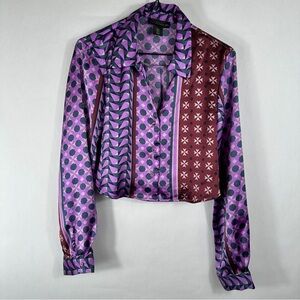 House of Harlow Purple and Brown Patterned Women's Top | Size Small